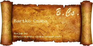 Bartko Csaba névjegykártya